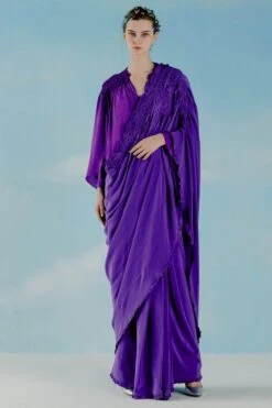 ILK Violet Draped Sari