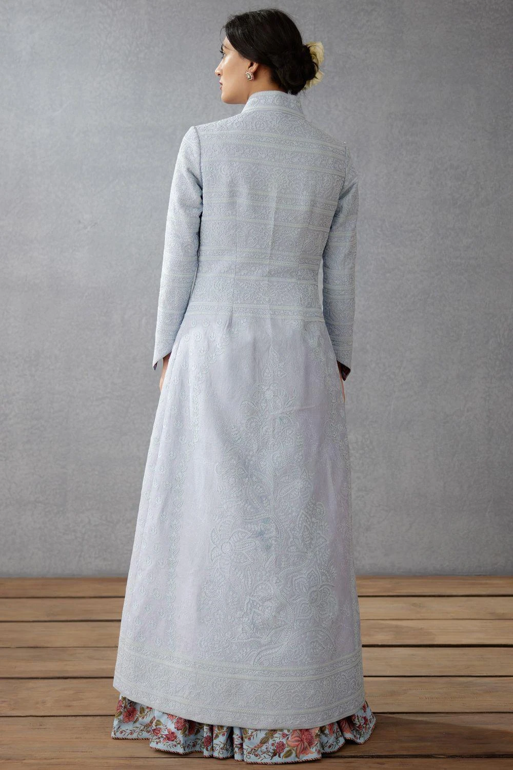 Torani Sea Blue Embroidered Jacket Set 7 Torani Sea Blue Embroidered Jacket Set - Image 5