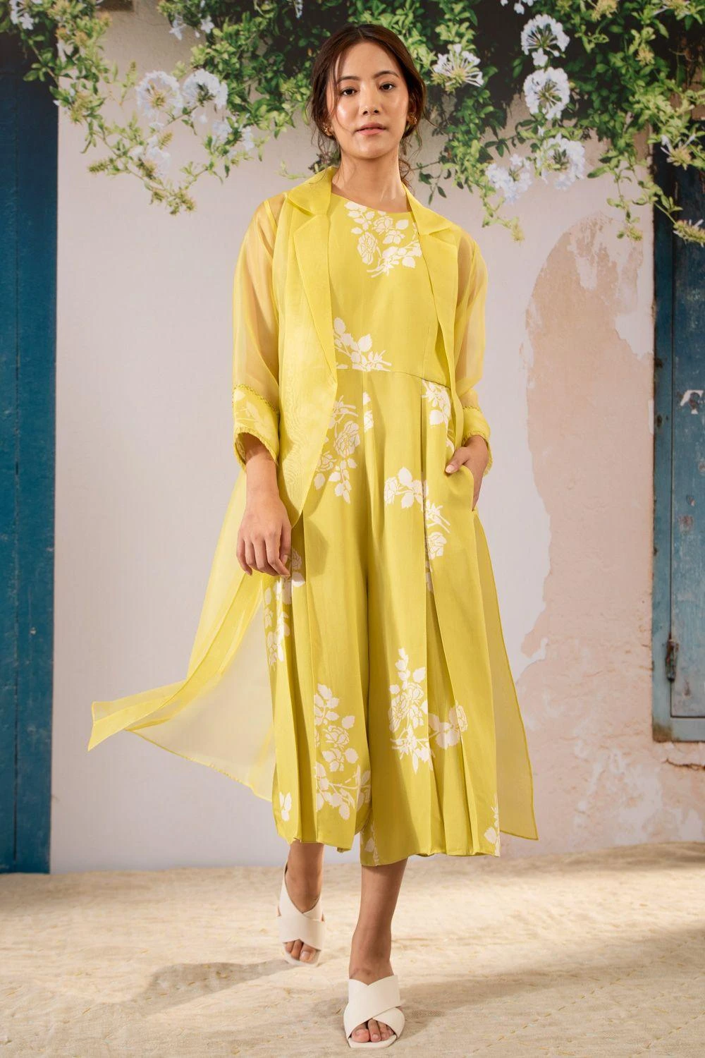 Arcvsh By Pallavi Singh Lemon Floral Printed Jumpsuit & Jacket Set 4 Arcvsh By Pallavi Singh Lemon Floral Printed Jumpsuit & Jacket Set - Image 2