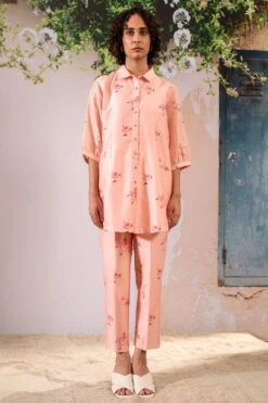 Arcvsh By Pallavi Singh Pink Rosette Co-ord Set