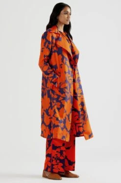 Kshitij Jalori Camouflower Blue Trench Coat -Inca Sales Store 308kelee2 23 3