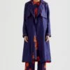 Kshitij Jalori Kelly Blue Silk Twill Trench Coat -Inca Sales Store 308kelee2 26 1