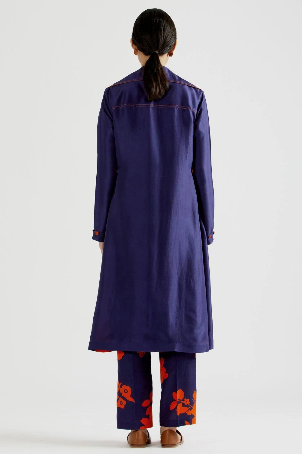 Kshitij Jalori Kelly Blue Silk Twill Trench Coat 6 Kshitij Jalori Kelly Blue Silk Twill Trench Coat - Image 4