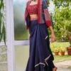 SVA Blue Patchwork Noor Jacket Set