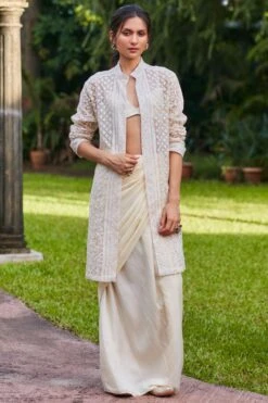 SVA Beige Sherwani Jacket Set