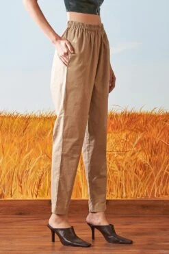 Ikai Beige Cotton Tapered Pants -Inca Sales Store 309766 3