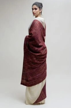 Naina Jain Off White & Brown Chanderi Tissue Sari Set 11 Naina Jain Off White & Brown Chanderi Tissue Sari Set -Inca Sales Store 30njs8 5