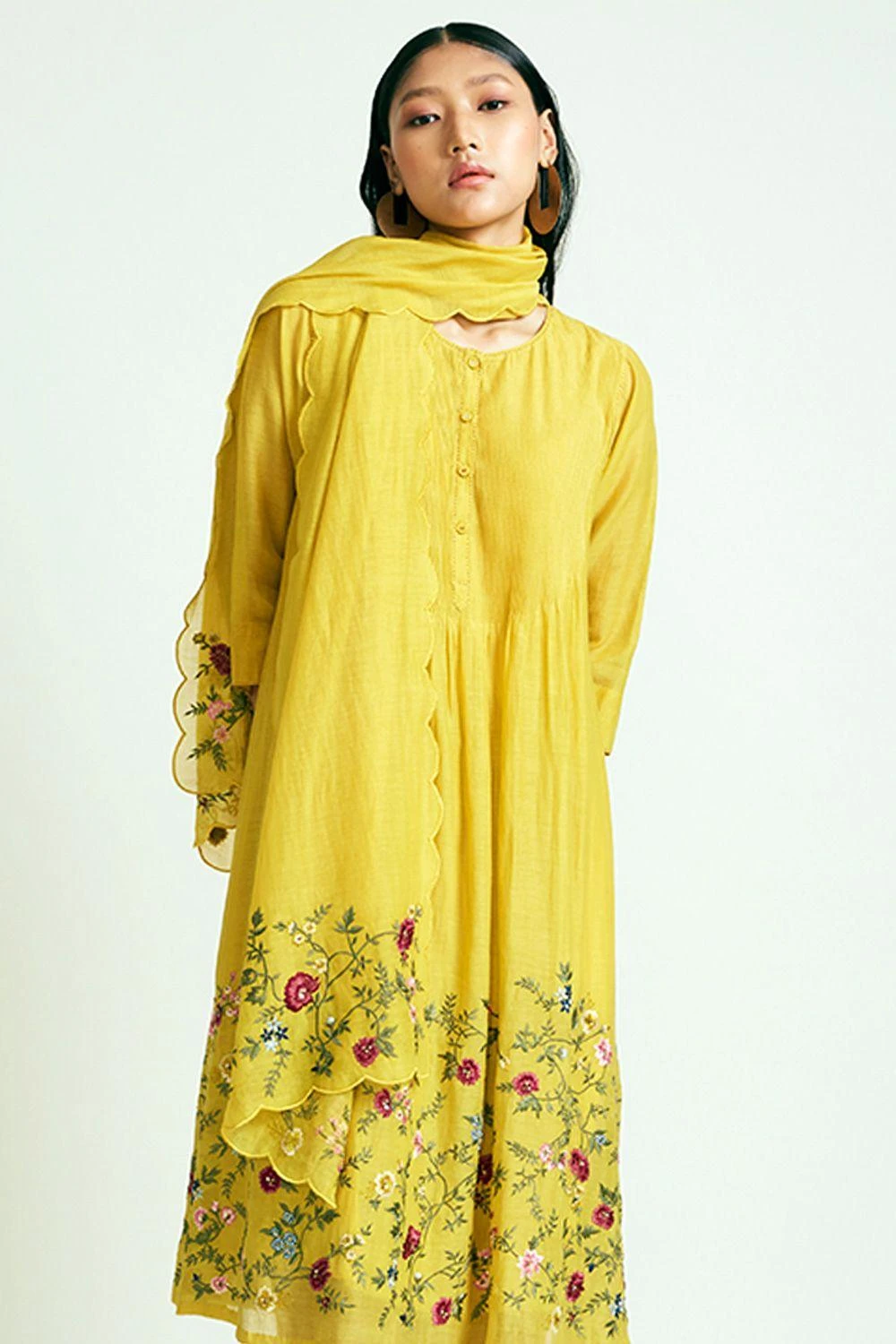 Payal Pratap Mustard Chanderi Embroidered Scarf 4 Payal Pratap Mustard Chanderi Embroidered Scarf - Image 2