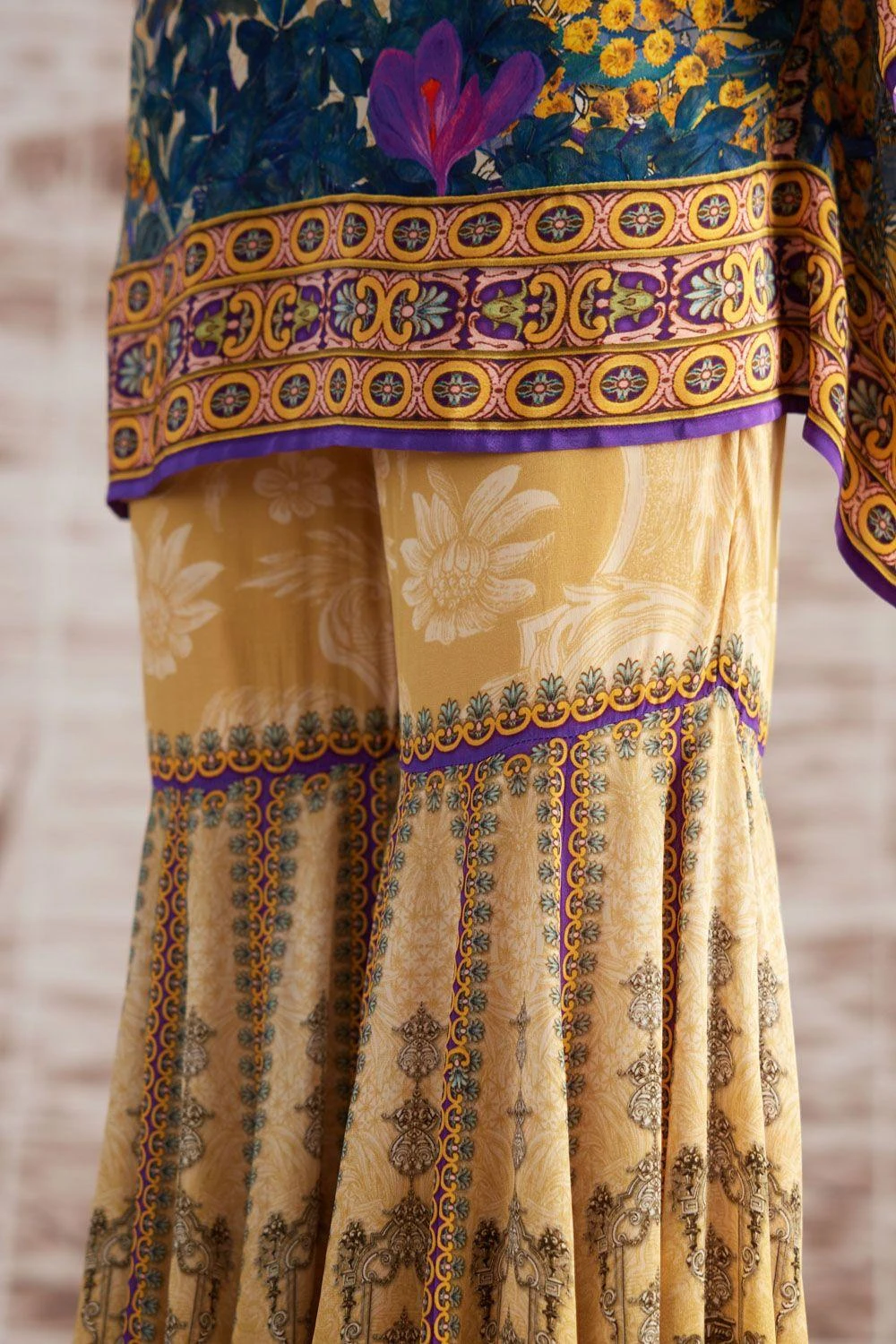Rajdeep Ranawat Mustard Floral Printed Sharara 4 Rajdeep Ranawat Mustard Floral Printed Sharara - Image 2