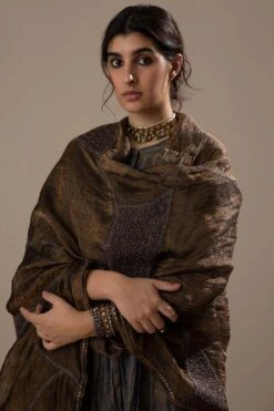 Sunira Designs Black Handwoven Linen Translucent Dupatta -Inca Sales Store 310sua42 3