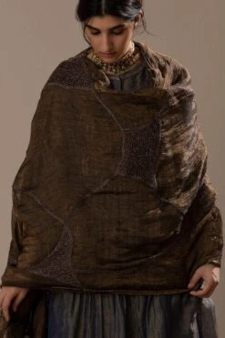 Sunira Designs Black Handwoven Linen Translucent Dupatta -Inca Sales Store 310sua42 4