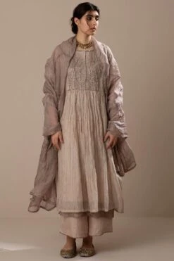 Sunira Designs Grey Handwoven Linen Translucent Dupatta