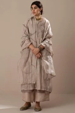 Sunira Designs Light Pink Handwoven Linen Translucent Dupatta