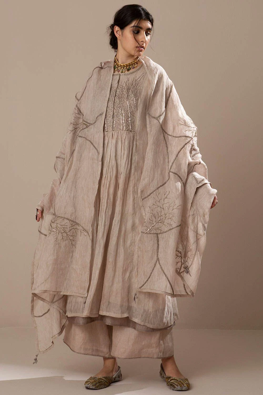 Sunira Designs Light Pink Handwoven Linen Translucent Dupatta 4 Sunira Designs Light Pink Handwoven Linen Translucent Dupatta - Image 2