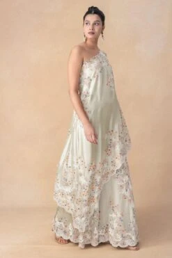 Anamika Khanna Green Floral Embellished One Shoulder Sharara Set -Inca Sales Store 31123ak3 3 2