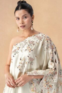 Anamika Khanna Green Floral Embellished One Shoulder Sharara Set -Inca Sales Store 31123ak3 4 2