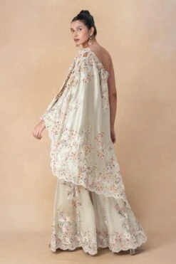 Anamika Khanna Green Floral Embellished One Shoulder Sharara Set -Inca Sales Store 31123ak3 5 2