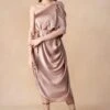 Stephany Beige One Shoulder Draped Midi Dress -Inca Sales Store 31123sy1 1