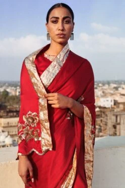 Jadon Red Ajna Zardosi Embroidered Sari -Inca Sales Store 311jd13 3