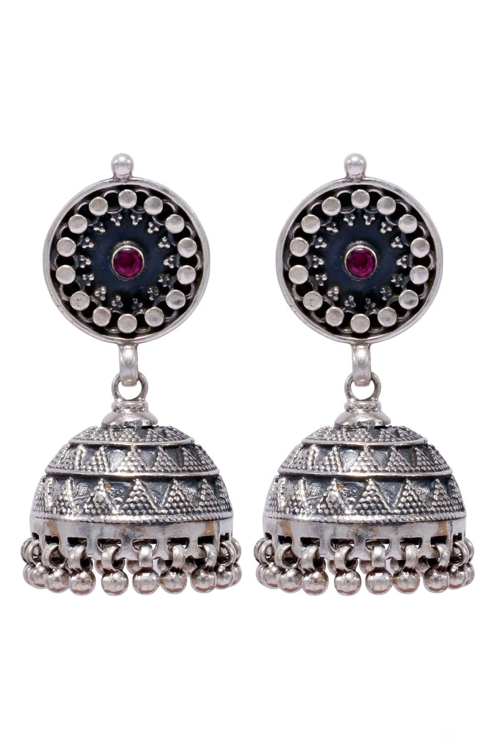 Sangeeta Boochra Ethereal Silver & Ruby Hand-crafted Jhumkas 3 Sangeeta Boochra Ethereal Silver & Ruby Hand-crafted Jhumkas