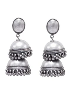 Sangeeta Boochra Antique Aura Silver Hand-crafted Jhumka Earrings -Inca Sales Store 3124sb15 2