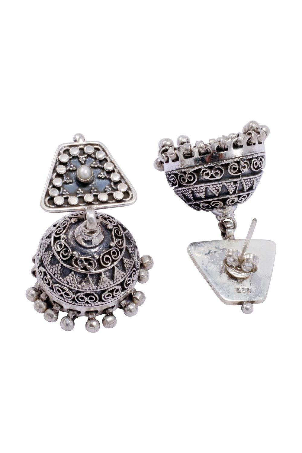 Sangeeta Boochra Silver Symphony Hand-crafted Jhumka Earrings 5 Sangeeta Boochra Silver Symphony Hand-crafted Jhumka Earrings - Image 3
