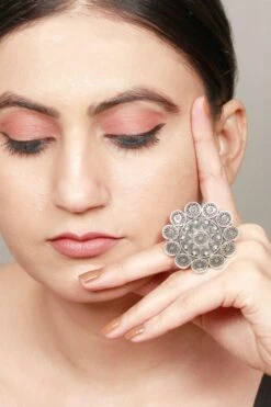 Sangeeta Boochra Antique Flora Silver Hand-crafted Ring