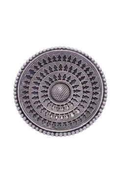 Sangeeta Boochra Round Floral Oxidized Silver Hand-crafted Ring -Inca Sales Store 3124sb28 3