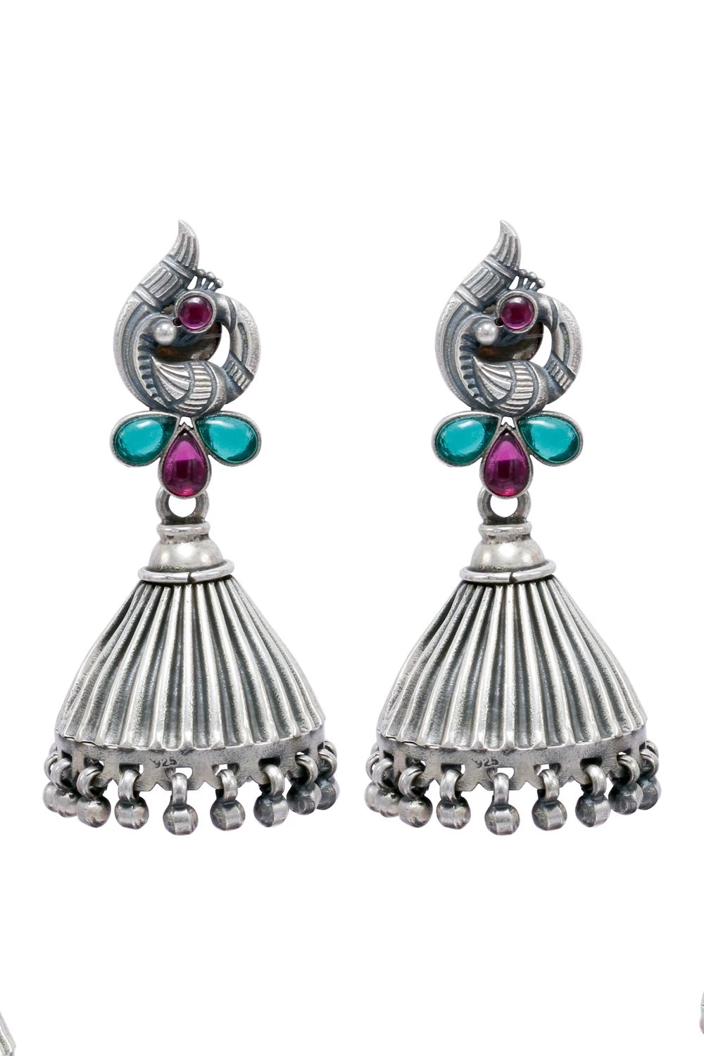 Sangeeta Boochra Luxe-gemstone Silver Hand-crafted Jhumkas 4 Sangeeta Boochra Luxe-gemstone Silver Hand-crafted Jhumkas - Image 2