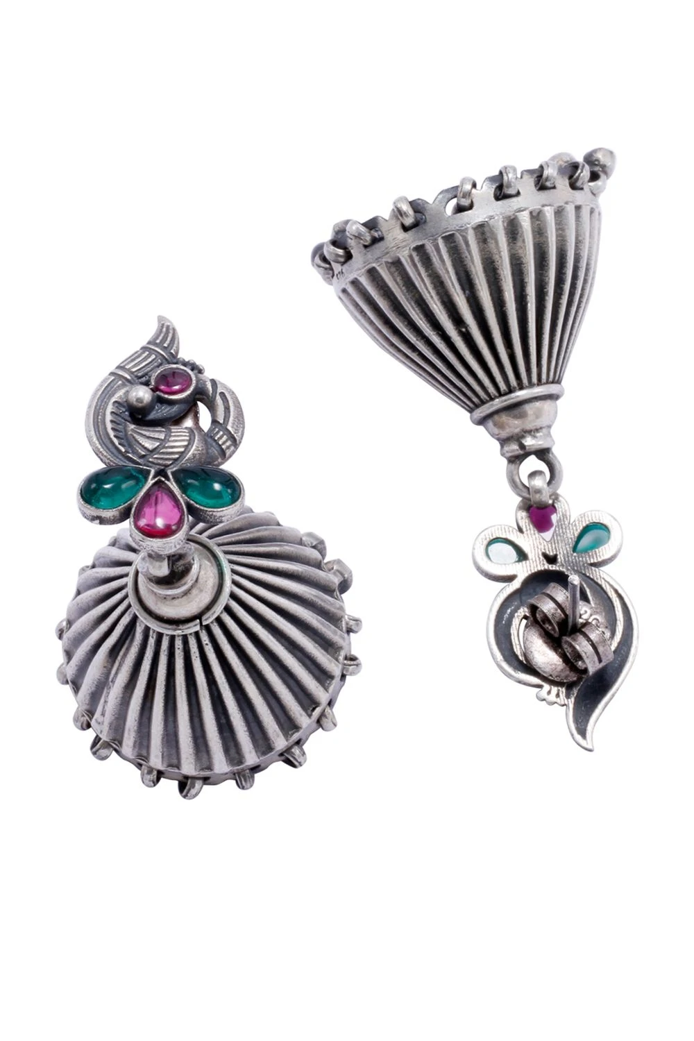 Sangeeta Boochra Luxe-gemstone Silver Hand-crafted Jhumkas 5 Sangeeta Boochra Luxe-gemstone Silver Hand-crafted Jhumkas - Image 3