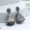 Sangeeta Boochra Silver & Emerald Floral Hand-crafted Jhumkas -Inca Sales Store 3124sb6 1