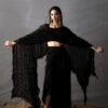 AK-OK By Anamika Khanna Black Draped Dupatta Cape Set 2 AK-OK By Anamika Khanna Black Draped Dupatta Cape Set -Inca Sales Store 31323ak12 1