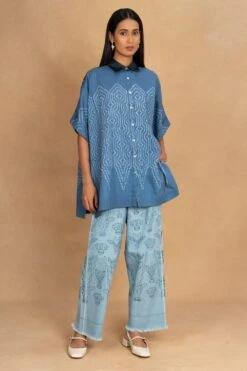 Ikai Blue Shibori Kaftan Shirt