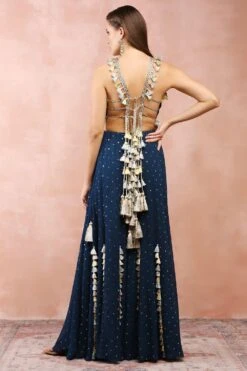 Payal Singhal Teal Applique Embellished Choli & Sharara Set -Inca Sales Store 31523ps12 5