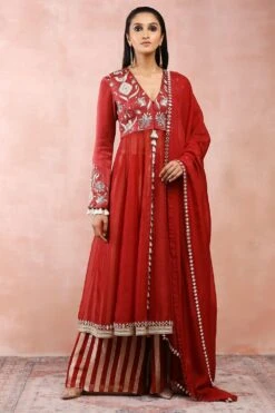Payal Singhal Maroon Embellished Anarkali Set