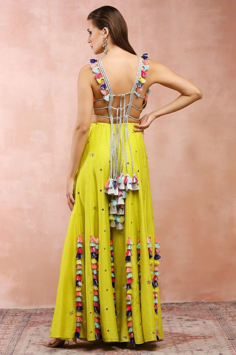 Payal Singhal Lime Embellished Choli & Sharara Set 7 Payal Singhal Lime Embellished Choli & Sharara Set - Image 5