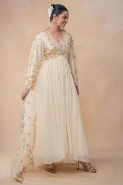 Ahilian Ivory Floral Embellished Anarkali Set -Inca Sales Store 31723an1 3 1
