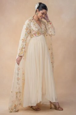 Ahilian Ivory Floral Embellished Anarkali Set -Inca Sales Store 31723an1 4 1
