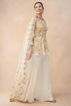 Ahilian Ivory Thread Embellished Sharara Set -Inca Sales Store 31723an11 3 1