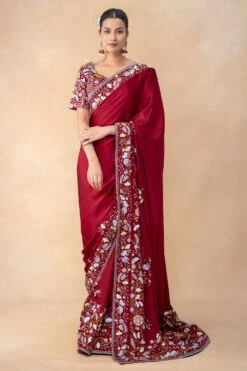 Ahilian Red Thread Embellished Sari Set