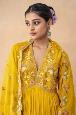Ahilian Yellow Floral Embellished Anarkali Set -Inca Sales Store 31723an20 4