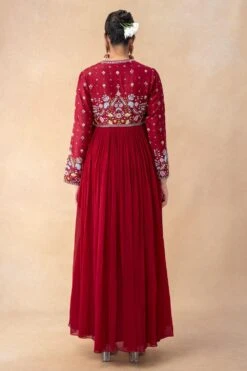 Ahilian Red Floral Embellished Anarkali Set -Inca Sales Store 31723an21 5 1
