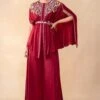 Ahilian Red Thread Embellished Cape Set