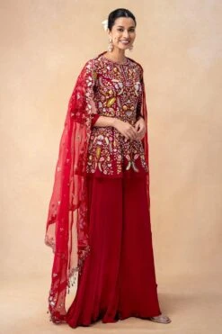 Ahilian Red Thread Embellished Sharara Set -Inca Sales Store 31723an31 3 1