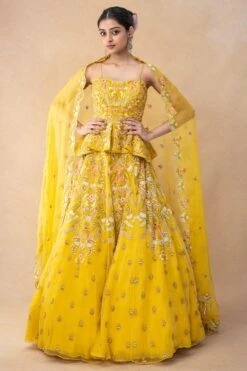 Ahilian Yellow Thread Embellished Lehenga Set