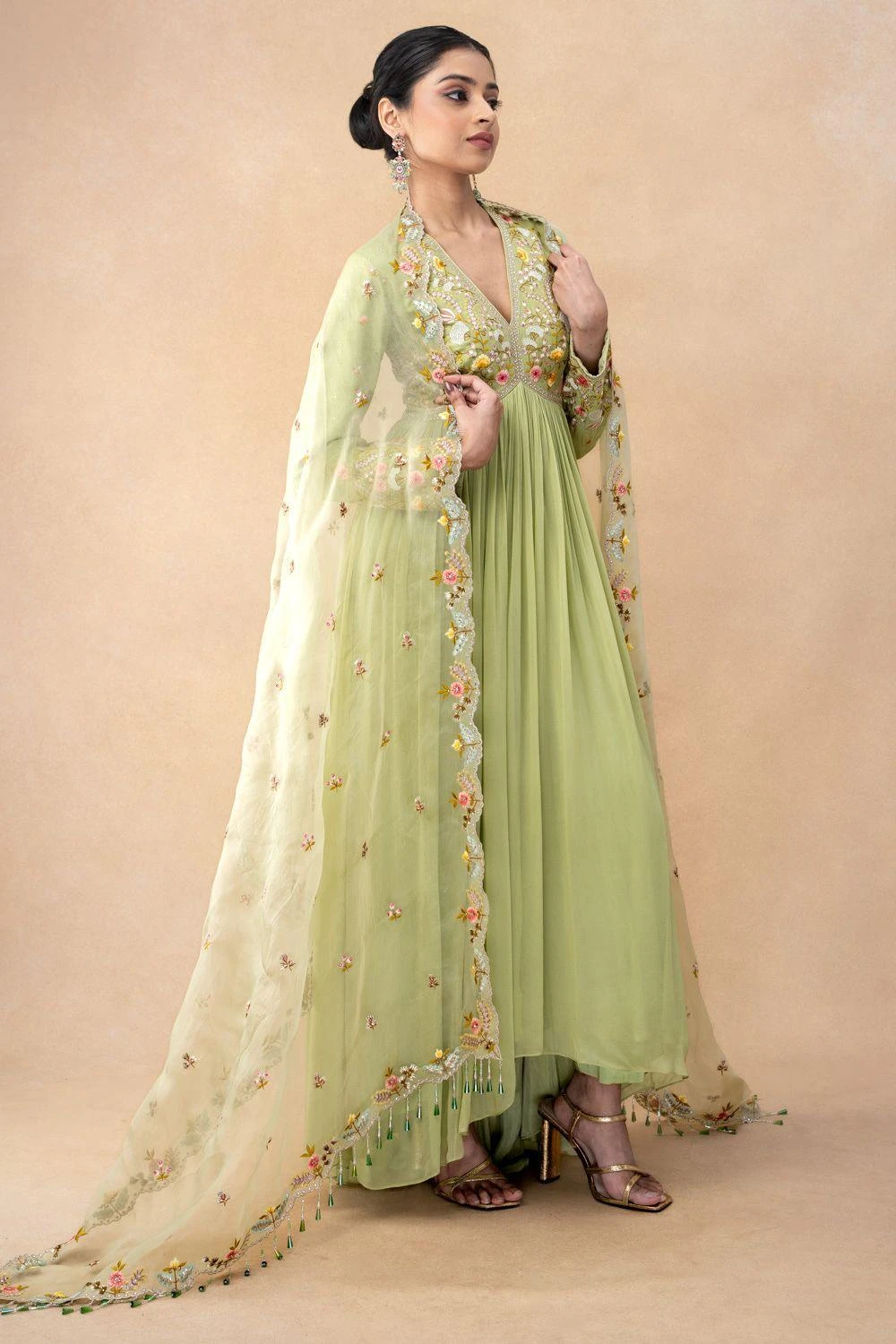 Ahilian Green Floral Embellished Anarkali Set 5 Ahilian Green Floral Embellished Anarkali Set - Image 3