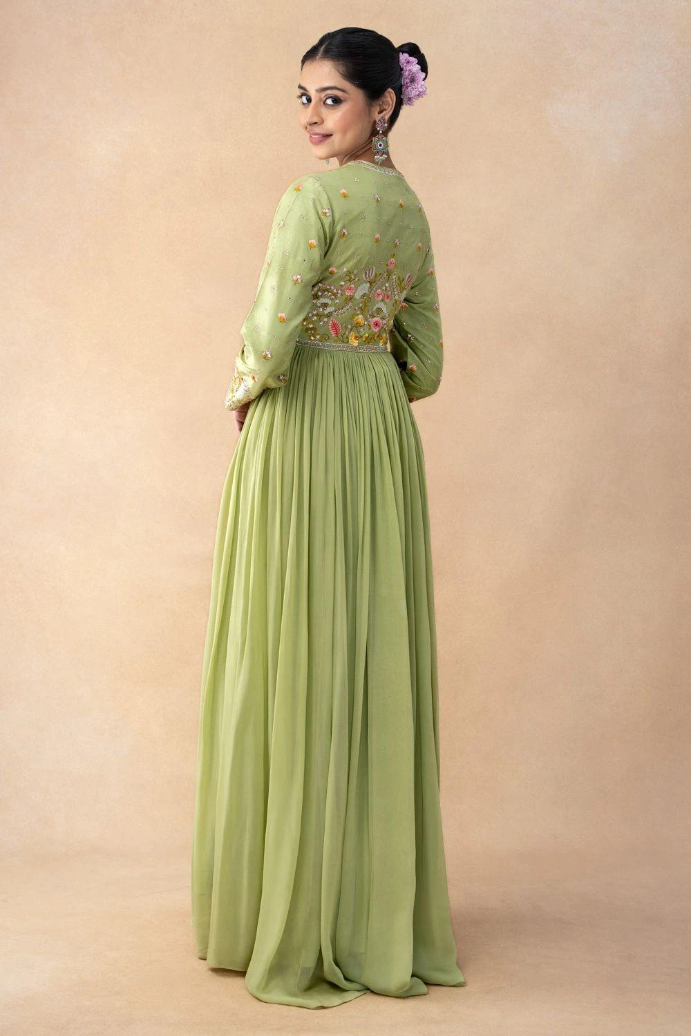 Ahilian Green Floral Embellished Anarkali Set 8 Ahilian Green Floral Embellished Anarkali Set - Image 6