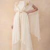 Ahilian Ivory Floral Embellished Cape Set
