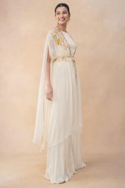 Ahilian Ivory Floral Embellished Cape Set -Inca Sales Store 31723an9 3 1