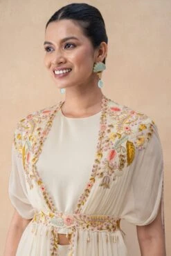 Ahilian Ivory Floral Embellished Cape Set -Inca Sales Store 31723an9 4 1
